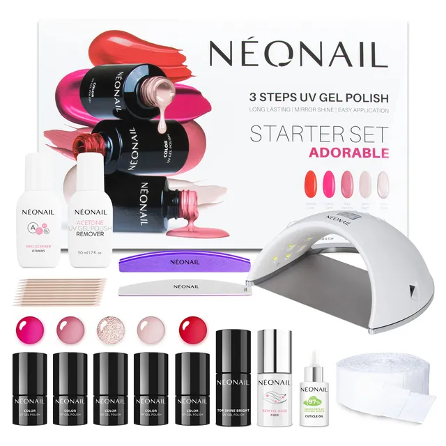 neonail-starter-set-adorable-led-uv-lampe-21w-48-5-uv-nagellacke-base-top-manik- image 1