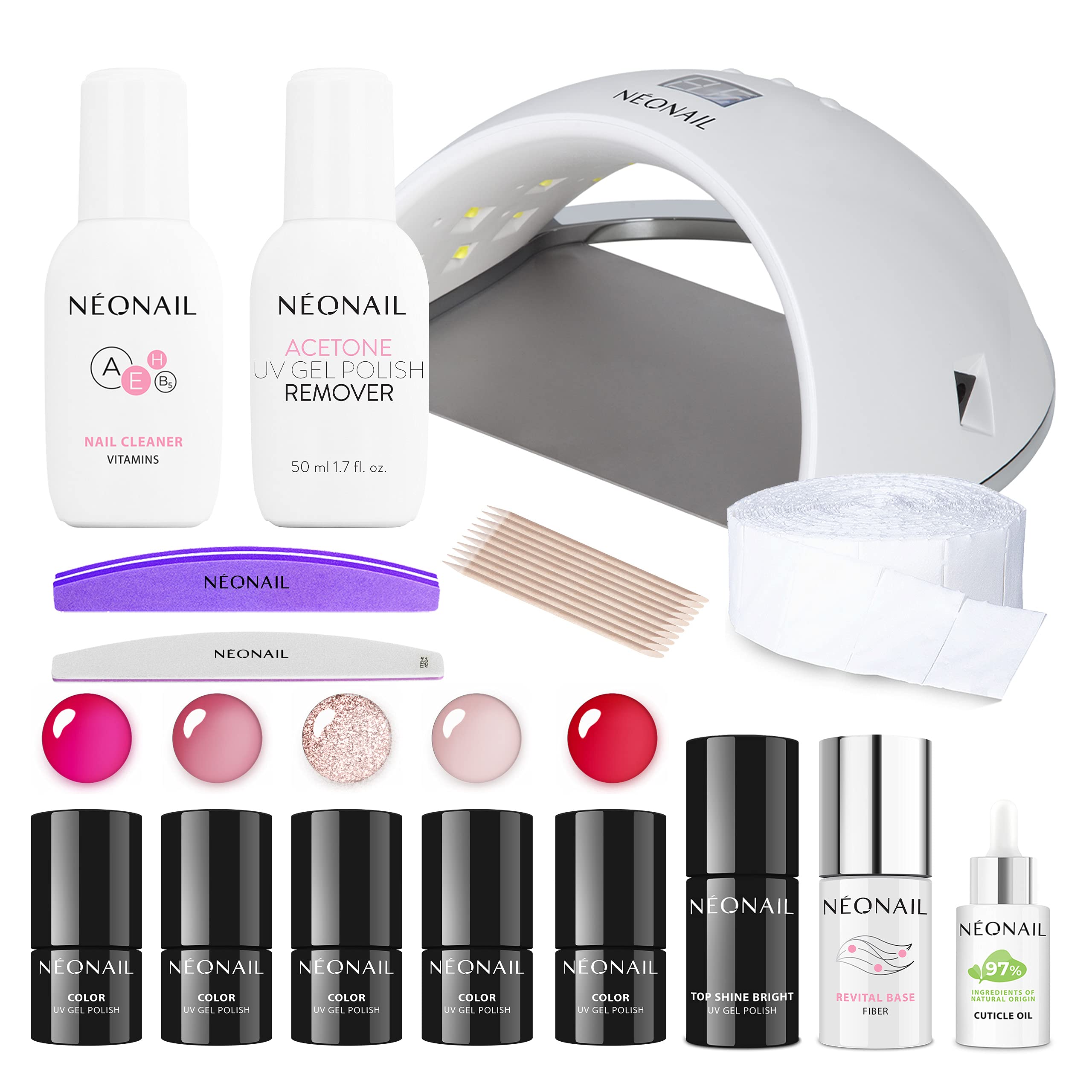 neonail-starter-set-adorable-led-uv-lampe-21w-48-5-uv-nagellacke-base-top-manik- image 2